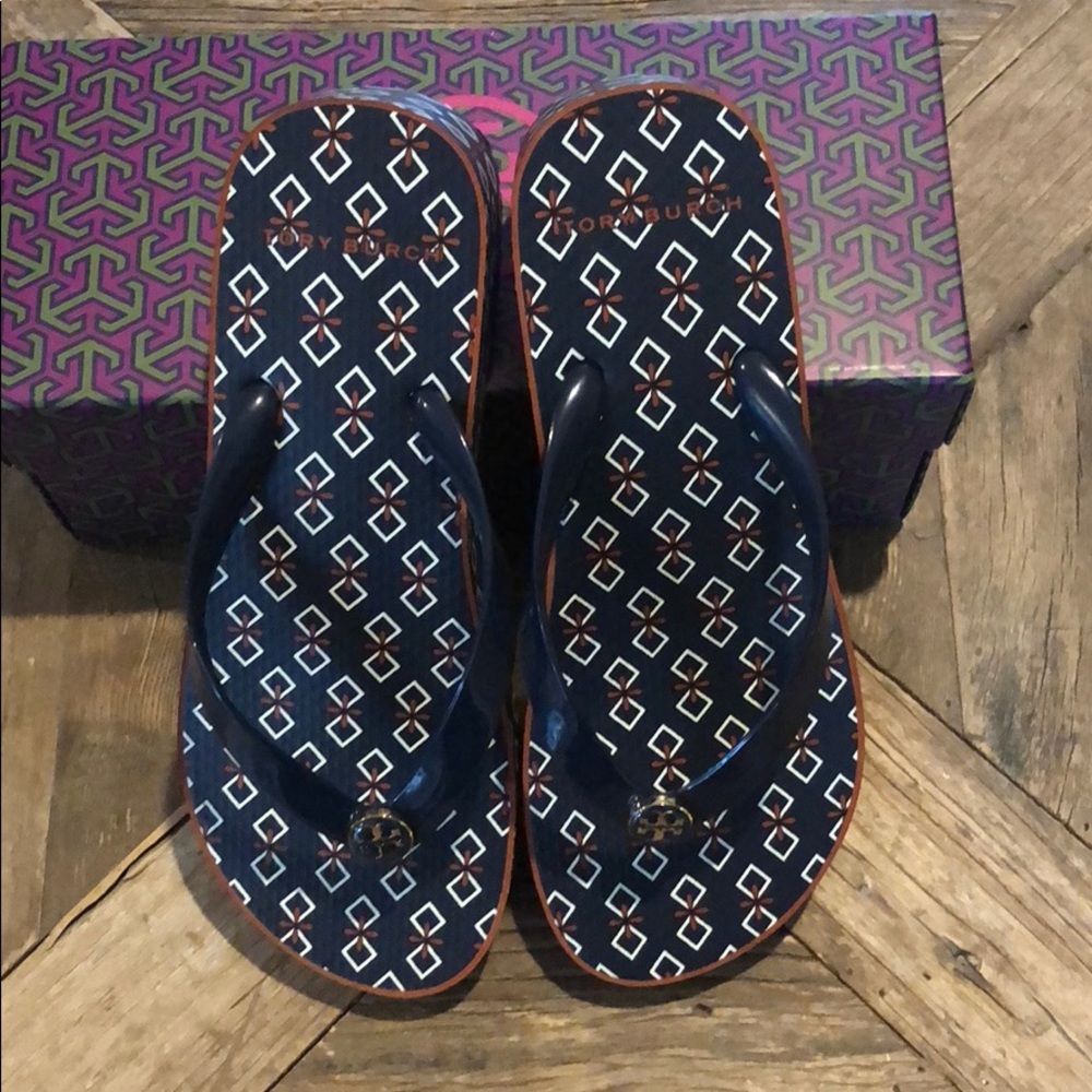 Tory Burch carved wedge flip flop